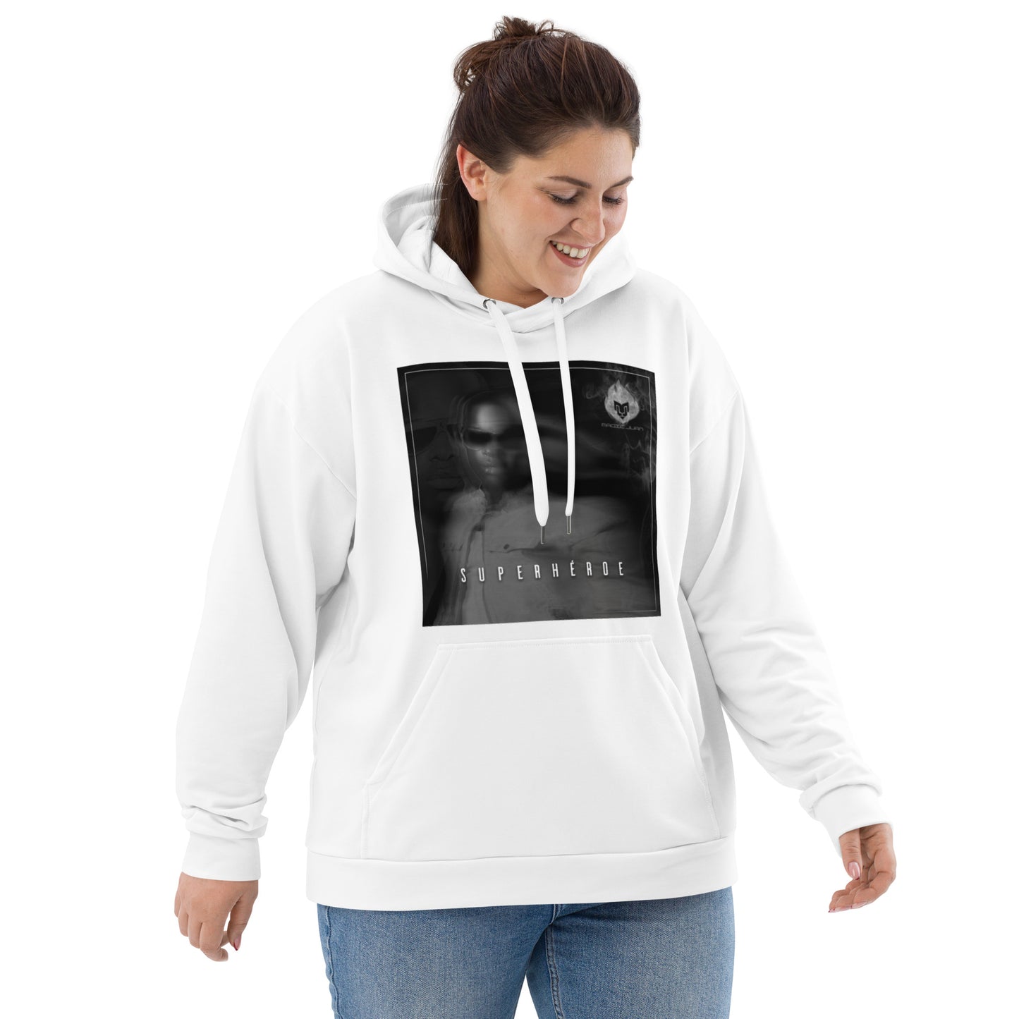 Superheroe Unisex White Hoodie