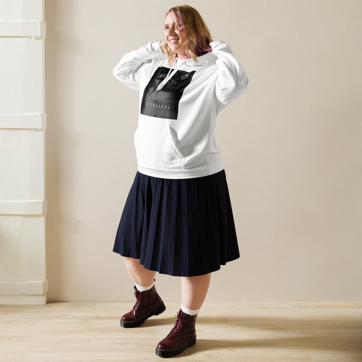 Superheroe Unisex White Hoodie