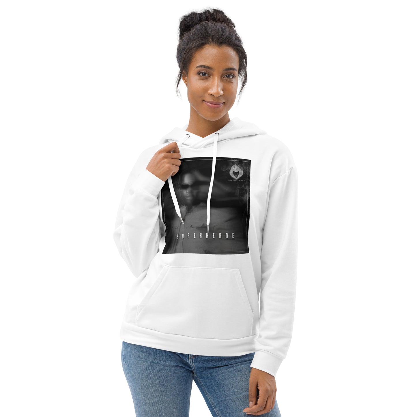 Superheroe Unisex White Hoodie