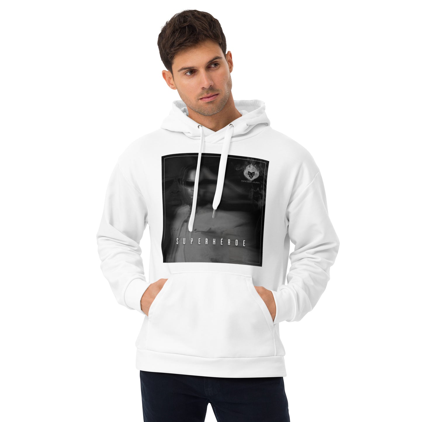 Superheroe Unisex White Hoodie